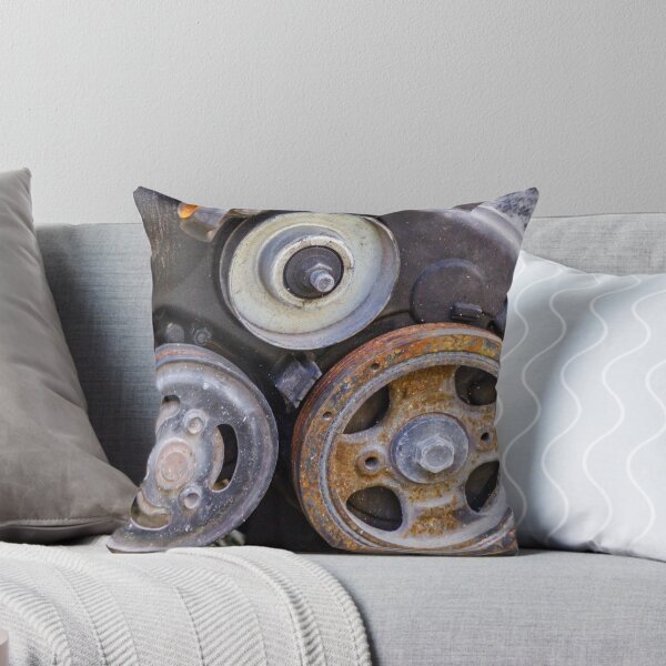 Item preview, Close-Up Of Rusty Engine Pulleys And Worn Belts On Old Automotive Mechanical Part designed and sold by Nmallia.