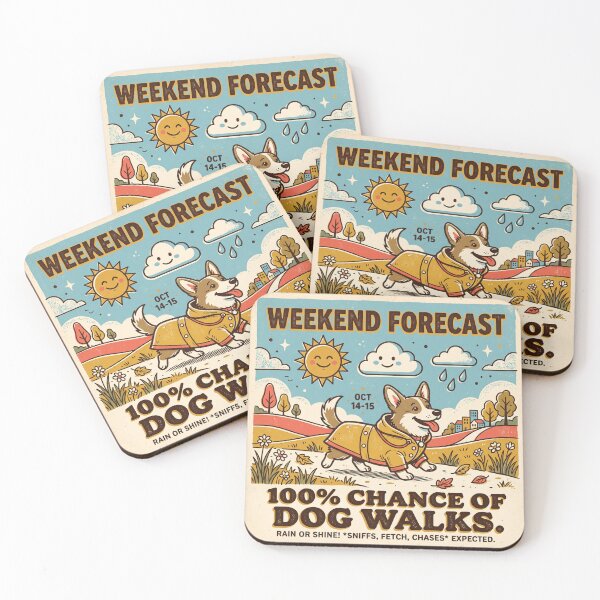 Item preview, Weekend Forecast Dog Walks Shirt – Retro Corgi Weather Report Tee designed and sold by DmaarGroup.