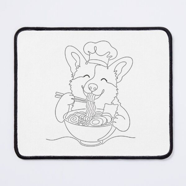 Item preview, Corgi Chef Eating Ramen Noodles designed and sold by Linework Studio.