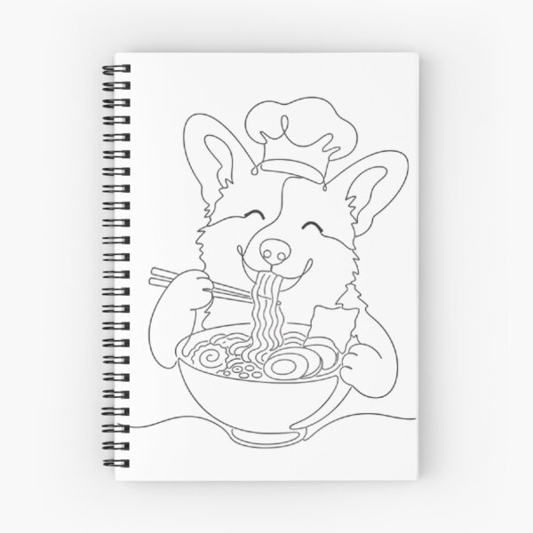 Item preview, Corgi Chef Eating Ramen Noodles designed and sold by Linework Studio.