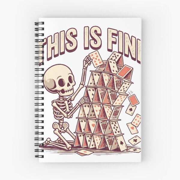Item preview, Skeleton Kneeling and Carefully Placing Card on Top of Wobbly House of Cards designed and sold by MisteryDesigner.