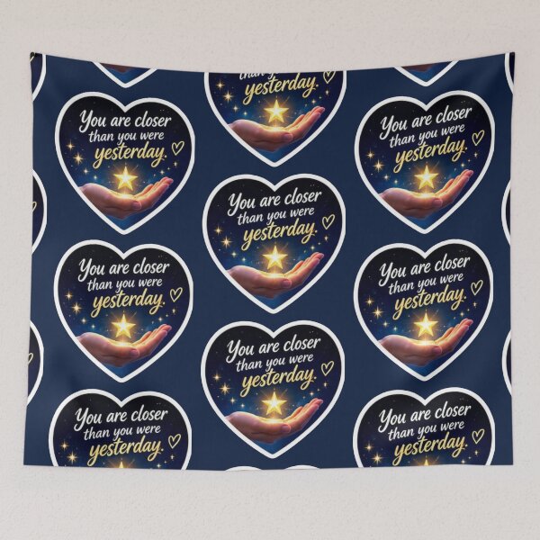 Item preview, You Are Closer Than You Were Yesterday Celestial Heart - Quote Sticker designed and sold by Scro-Ciob-Shop.