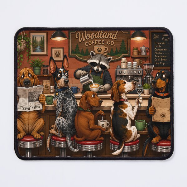 Item preview, Funny Raccoon Barista | Hound Dogs Coffee Shop | Cartoon Animal Comedy designed and sold by AnimalMarvels.