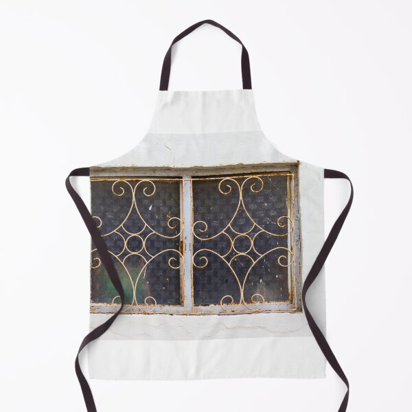 Item preview, Vintage Decorative Wrought Iron Window Grille With Rusted Pattern Against White Plaster Wall designed and sold by Nmallia.