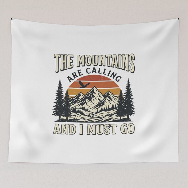 Item preview, The Mountains Are Calling And I Must Go Vintage Sunset Hiker designed and sold by PACS0011.