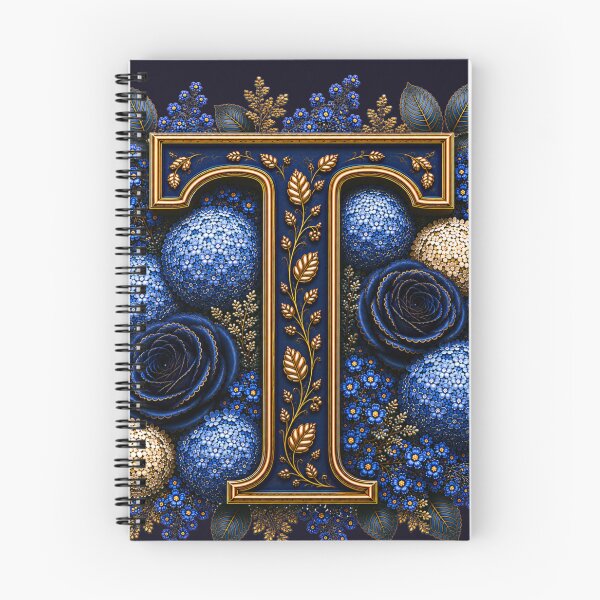 Item preview, Elegant Letter T Monogram with Blue Hydrangeas & Gold Botanical Design | Luxury Floral Initial Art designed and sold by MoodLay.