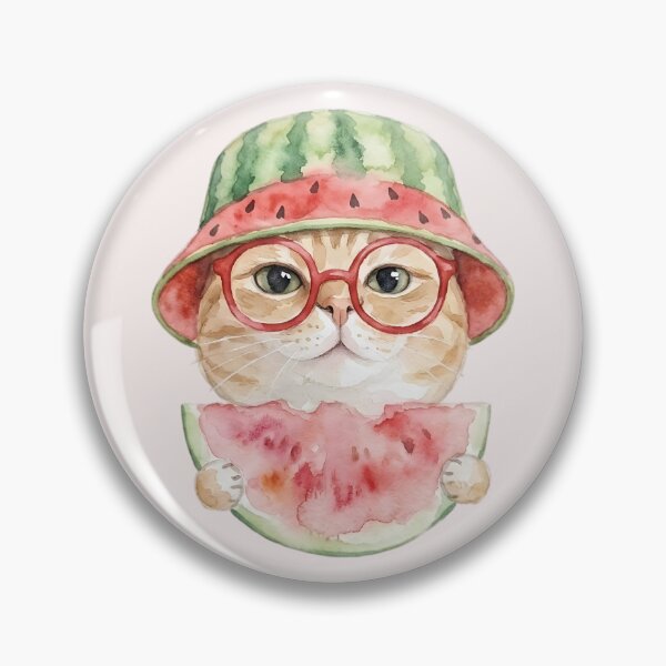 Item preview, Cute Watermelon Cat Sticker | Kawaii Cat with Watermelon Hat designed and sold by Art Fly.