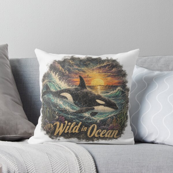 Item preview, Vintage Orca Killer Whale Wild in Ocean Retro Sunset Design designed and sold by MagySale.