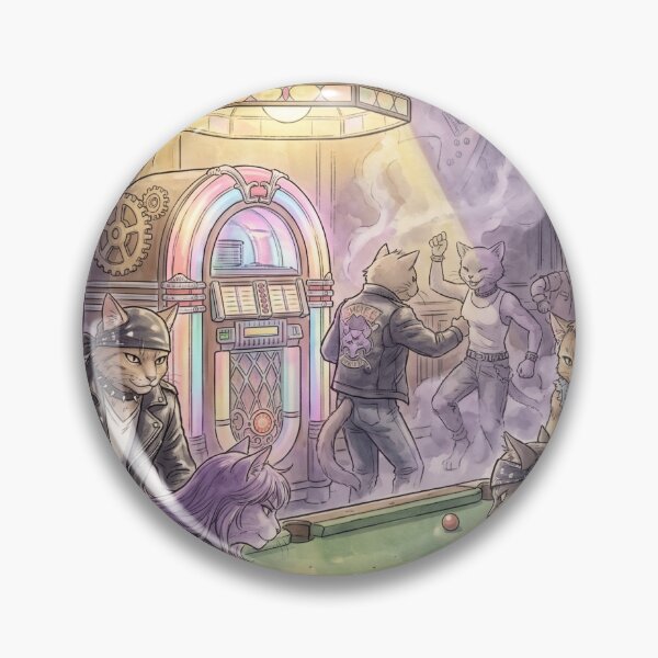 Item preview, Poster of rock 'n' roll cats playing pool in a vintage bar designed and sold by TheCoolCatsMx.