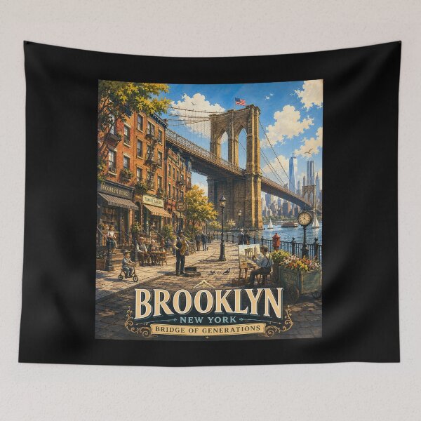 Item preview, Brooklyn Bridge New York Vintage Travel Poster designed and sold by Dikshant Goyal.
