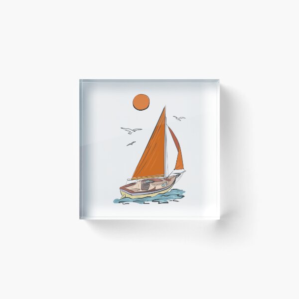 Item preview, Sailboat with sails on calm sea – coastal nautical design designed and sold by Deepness2023.