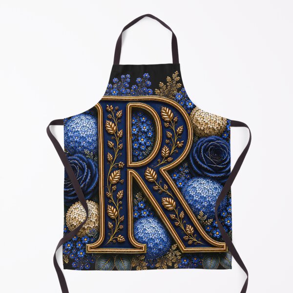 Item preview, Elegant Letter R Monogram with Blue Hydrangeas & Gold Botanical Design | Luxury Floral Initial Art designed and sold by MoodLay.