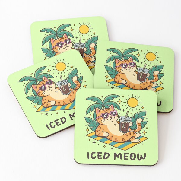 Item preview, Funny Iced Coffee Cat Kawaii Retro Summer Vacation For Cat Lovers designed and sold by roarsomethings.
