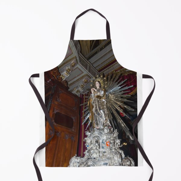 Item preview, Virgin Mary Statue With Radiant Gold Halo On Ornate Church Altar, Catholic Religious Icon designed and sold by Nmallia.
