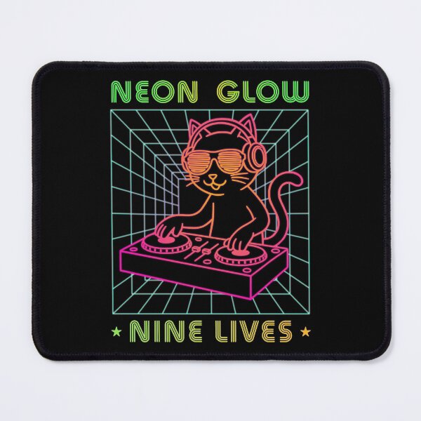 Item preview, Synthwave DJ Cat 80s Retro Neon Glow For Music Lovers designed and sold by roarsomethings.