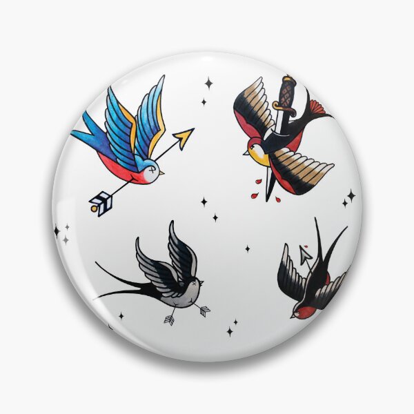 Item preview, Wounded swallows pattern trad tattoo designed and sold by emeteneme.