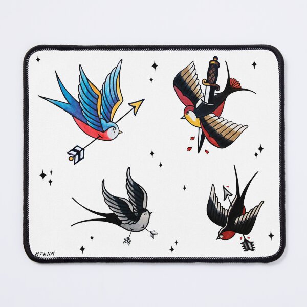 Item preview, Wounded swallows pattern trad tattoo designed and sold by emeteneme.