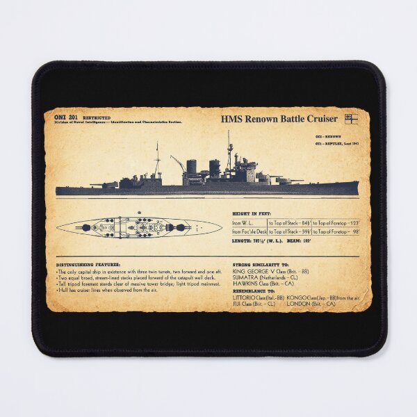 Item preview, HMS Renown Battlecruiser WWII Identification Chart designed and sold by MilitaryMart.