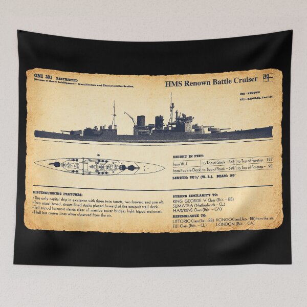 Item preview, HMS Renown Battlecruiser WWII Identification Chart designed and sold by MilitaryMart.