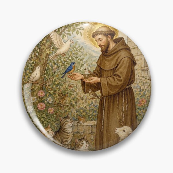 Item preview, Saint Francis of Assisi and the Animals | Medieval Illumination "Feeding the Birds" designed and sold by Natalia-Vlad.