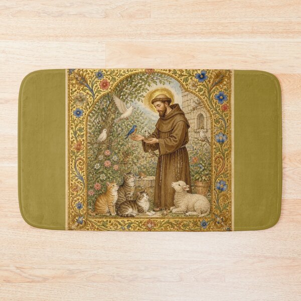 Item preview, Saint Francis of Assisi and the Animals | Medieval Illumination "Feeding the Birds" designed and sold by Natalia-Vlad.