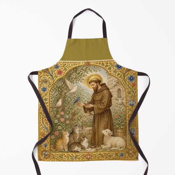 Item preview, Saint Francis of Assisi and the Animals | Medieval Illumination "Feeding the Birds" designed and sold by Natalia-Vlad.