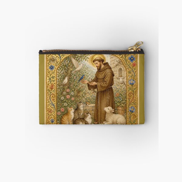 Aperçu de l'œuvre Saint François d'Assise et les Animaux | Enluminure Médiévale "Nourrir les Oiseaux" créée et vendue par Natalia-Vlad.