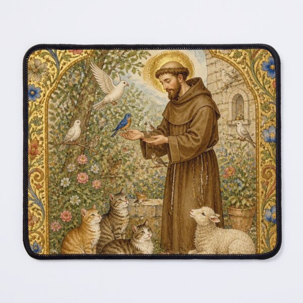 Item preview, Saint Francis of Assisi and the Animals | Medieval Illumination "Feeding the Birds" designed and sold by Natalia-Vlad.
