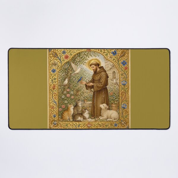 Item preview, Saint Francis of Assisi and the Animals | Medieval Illumination "Feeding the Birds" designed and sold by Natalia-Vlad.