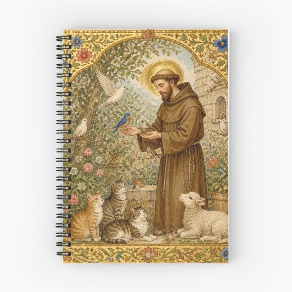 Item preview, Saint Francis of Assisi and the Animals | Medieval Illumination "Feeding the Birds" designed and sold by Natalia-Vlad.