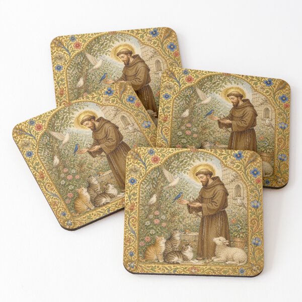 Item preview, Saint Francis of Assisi and the Animals | Medieval Illumination "Feeding the Birds" designed and sold by Natalia-Vlad.