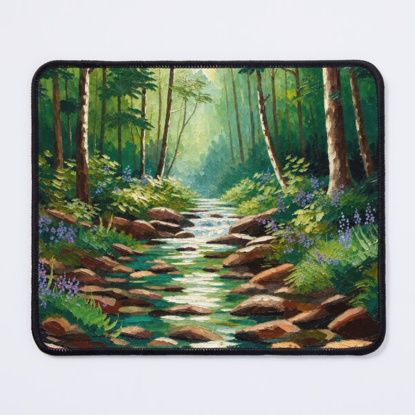 Item preview, Vibrant Impasto Forest Stream Woodland Lavender Landscape designed and sold by Nexus Space.