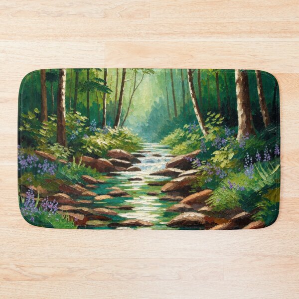 Item preview, Vibrant Impasto Forest Stream Woodland Lavender Landscape designed and sold by Nexus Space.