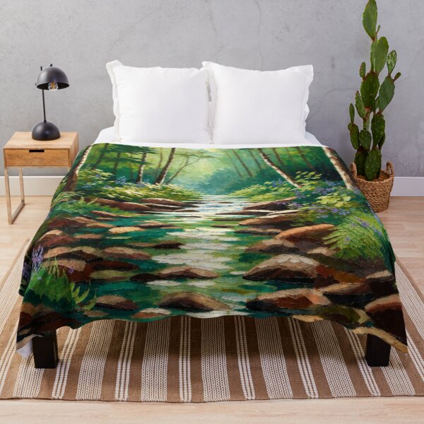 Item preview, Vibrant Impasto Forest Stream Woodland Lavender Landscape designed and sold by Nexus Space.