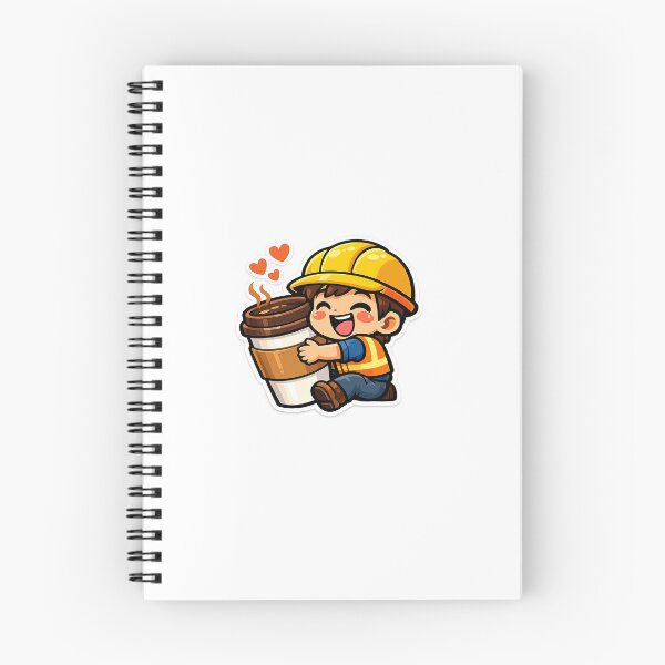Item preview, Cute Chibi Construction Worker Hugging Giant Coffee Cup designed and sold by naruto4925.