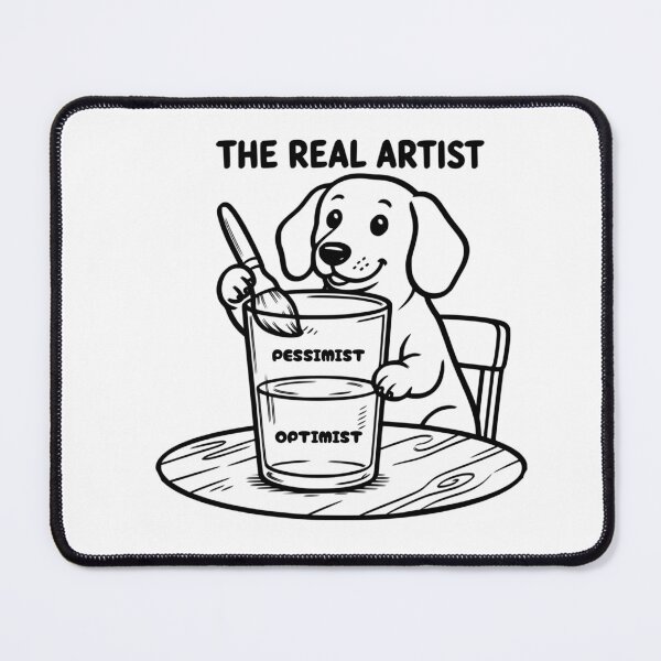 Item preview, The Real Artist Glass Half Full Funny Dog Painter designed and sold by The Bold Line Studio.