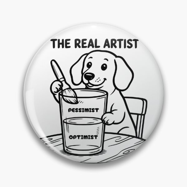 Item preview, The Real Artist Glass Half Full Funny Dog Painter designed and sold by The Bold Line Studio.