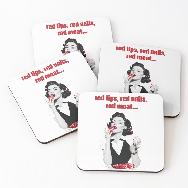 Item preview, Red lips, red nails, red meat pin-up girl style for steak loving ladies designed and sold by BeautyFullMerch.