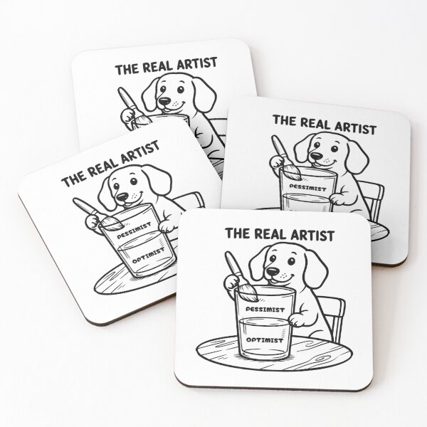 Item preview, The Real Artist Glass Half Full Funny Dog Painter designed and sold by The Bold Line Studio.