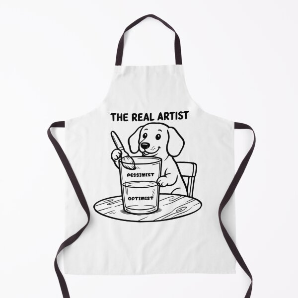 Item preview, The Real Artist Glass Half Full Funny Dog Painter designed and sold by The Bold Line Studio.