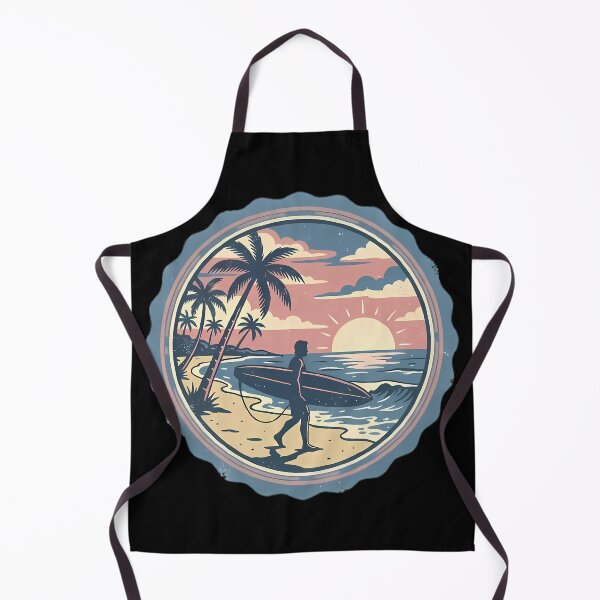 Aperçu de l'œuvre Surfeur marchant sur la plage au coucher du soleil créée et vendue par Linework Studio.