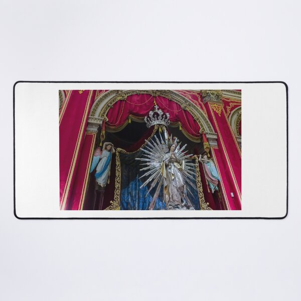 Item preview, Virgin Mary Statue With Radiant Gold Halo On Ornate Church Altar, Catholic Religious Icon designed and sold by Nmallia.