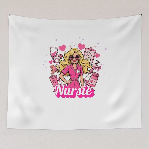 Item preview, Nursie Barbiecore Nurse Pink Doll Nurse Retro Pink Glam Coquette Aesthetic designed and sold by Neurospicy Trolls.