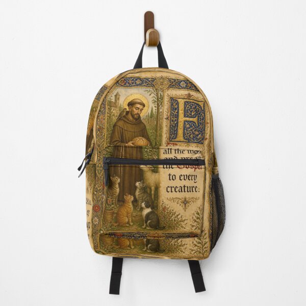 Item preview, Saint Francis of Assisi Illuminated Manuscript | Catholic Art with Animals "Go and preach the Gospel" designed and sold by Natalia-Vlad.