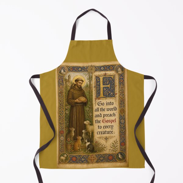 Item preview, Saint Francis of Assisi Illuminated Manuscript | Catholic Art with Animals "Go and preach the Gospel" designed and sold by Natalia-Vlad.