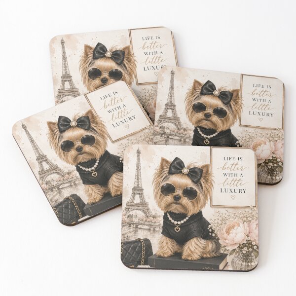Item preview, DOG YORKSHIRE CHIC  – Fashion Dog in Paris  Elegant Pet Wall Art designed and sold by Nathalia Montoro.