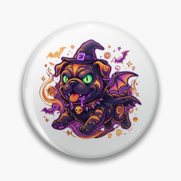 Item preview, Halloween witch costume design with a creepy and devilish pug puppy designed and sold by VibranPalette.