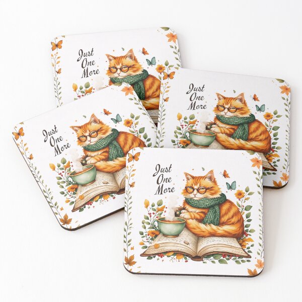Item preview, Just One More Chapter | Cozy Book Cat Watercolor | Cottagecore Reading Lover designed and sold by Crimsonstudio82.