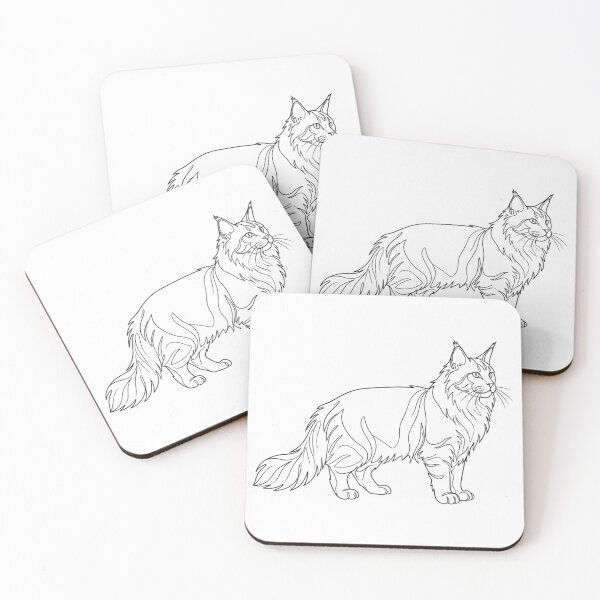 Item preview, Minimalist One Line Main Coon Cat Illustration designed and sold by EwaMariaShop.