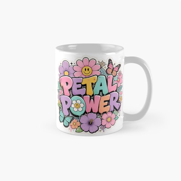 Aperçu de l'œuvre Autocollant graffiti PETAL POWER PNG | Typographie florale colorée | Joli autocollant en vinyle représentant une fleur printanière pour ordinateur portable, carnet et gourde créée et vendue par Stylestickers55.